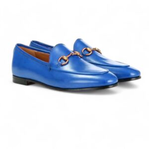 Men's Decent Blue Moccasin Loafer Handmade Leather Shoes