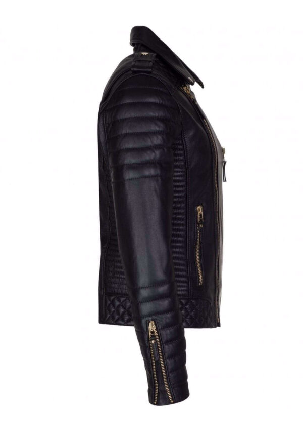 Fashion Real Leather lambskin Leather Biker Style Motorcycle Black Jacket - leathersguru