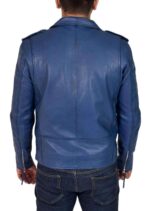 Genuine Blue Lambskin Leather Jacket Slim Fit Biker Motorcycle jacket - leathersguru