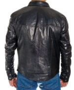 Men's Genuine Black Lambskin Leather Shirts Slim fit Police Military Style Shirt - leathersguru