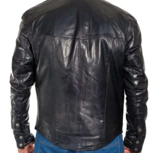 Men's Genuine Lambskin Leather Shirts Slim fit Police Military Style Jacket - leathersguru