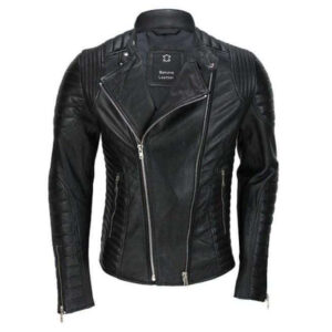 Men's Genuine Real Lambskin Black Leather Biker Jacket, New Motorcycle Jacket - leathersguru