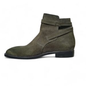 Men’s Grey Jodhpurs Suede Ankle Boot,Hand Painted Boot