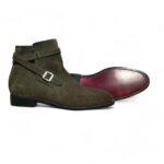 Men’s Grey Jodhpurs Suede Ankle Boot,Hand Painted Boot