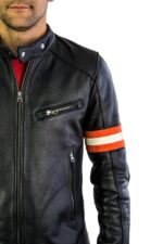 Men's Gulf Leather Jacket Retro Vintage Cafe Racer Black Leather Jacket - leathersguru