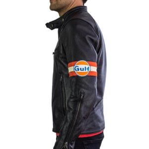 Men's Gulf Leather Jacket Retro Vintage Cafe Racer Black Leather Jacket - leathersguru