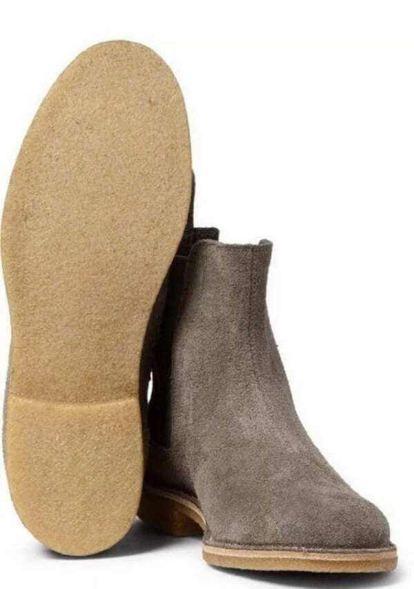 Handmade Men's Ankle High Gray Chelsea Suede Boot - leathersguru