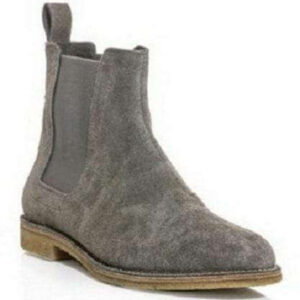 Handmade Men's Ankle High Gray Chelsea Suede Boot - leathersguru