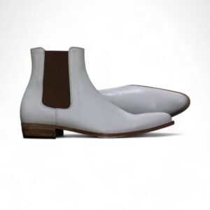 Men’s Handmade White Pure Genuine Leather Chelsea Boots