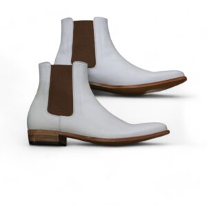 Men’s Handmade White Pure Genuine Leather Chelsea Boots