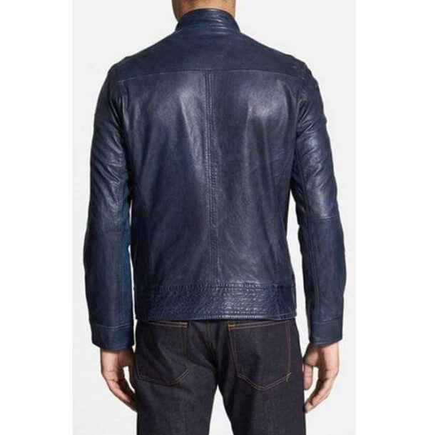 Men's Leather Jacket, Blue Color Jacket, Biker Leather Jacket For Men - leathersguru