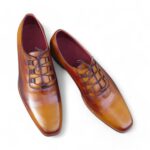 Men's Leather Tan Brown Derby Shoes - leathersguru