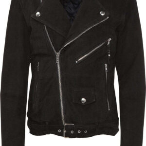 Men's Motorcycle Black Slim fit Biker Suede Leather Jacket - leathersguru