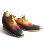 Men's Multi Color Wing Tip Lace Up Leather Shoe - leathersguru