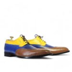 Men's Multi Color Wing Tip Lace Up Leather Shoe - leathersguru