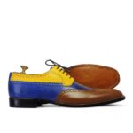 Men's Multi Color Wing Tip Lace Up Leather Shoe - leathersguru