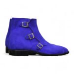 Men’s New Handmade Ankle High Classic Triple Buckle Side Zipper Suede Party Boot