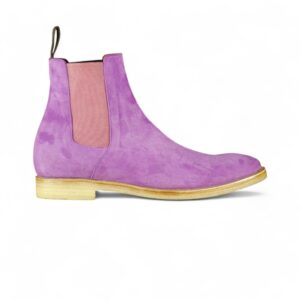 Men’s Purple Chelsea Suede Ankle Boot,Handmade Party Boot