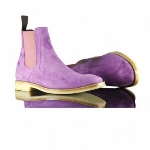 Men’s Purple Chelsea Suede Ankle Boot,Handmade Party Boot