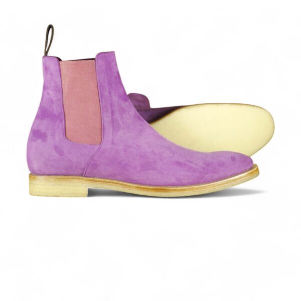 Men’s Purple Chelsea Suede Ankle Boot,Handmade Party Boot