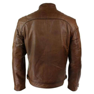 Men's Retro Style Zipped Biker Jacket Real Leather Soft Brown Casual Jacket - leathersguru