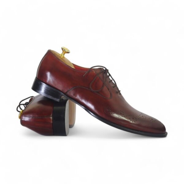 Men's Stylish Brogue Toe Whole Cut Burgundy Shoes,Oxford Shoes