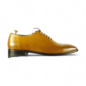 Men's Tan Leather Lace Up Shoes,Handmade Men's Party Shoes