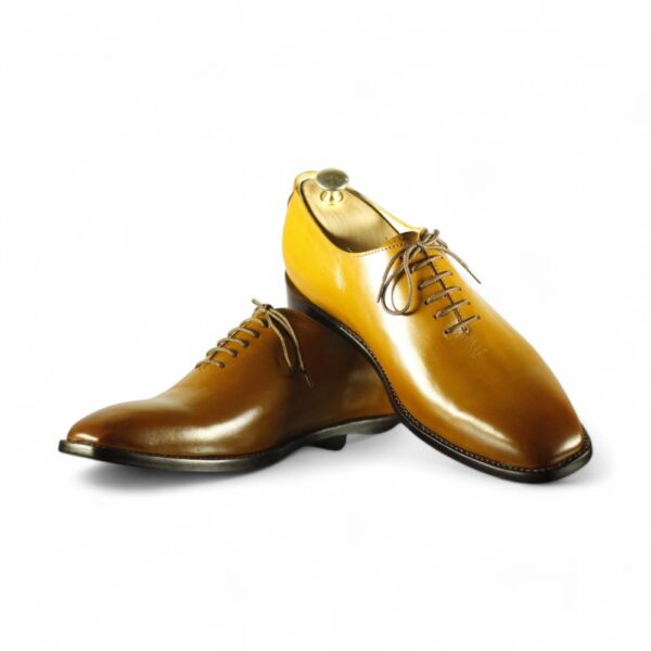 Men's Tan Leather Lace Up Shoes,Handmade Men's Party Shoes