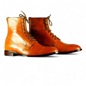 Men’s Tan Cap Toe Lace Up Leather Ankle Boot,Men’s Oxford Boot