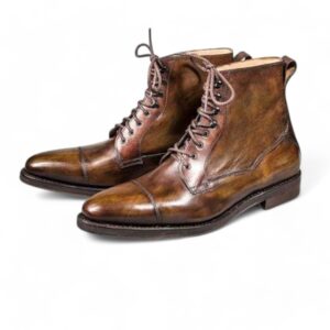 Men's Tan brown Leather Casual Boot