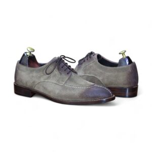 Men's Two Shaded Lace Up Leather Shoes, Hand Painted Split Toe Formal Shoes