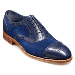 Handmade Blue Leather Suede Cap Toe Shoes - leathersguru