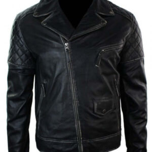 Mens Motorcycle Brando Black Bikers Punk Vintage Style Leather Jacket side