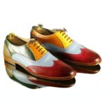 Multi Color Leather Shoes, Wing Tip Brogue Men's Shoes