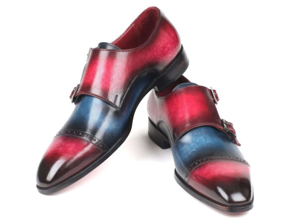 Multi Color Double Buckle Straps Monk Genuine Leather Party Wear Stylish Shoes