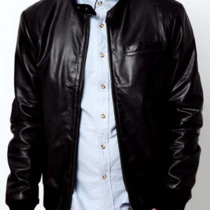 NEW HANDMADE Men Black Real Leather Jacket