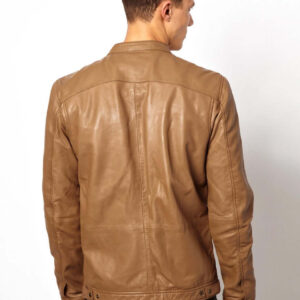 NEW HANDMADE Men Real Leather Jacket , Men Tan Brown Leather Jacket