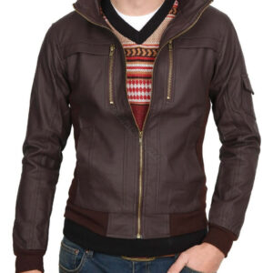 NEW HANDMADE Men Slim Leather Jacket, Brown Biker Leather Jacket