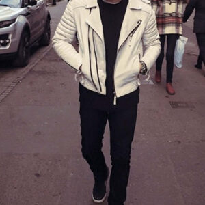 NEW HANDMADE Mens Fashion Leather Jacket, Men Genuine Leather White Biker Jacket, Mens Jacket