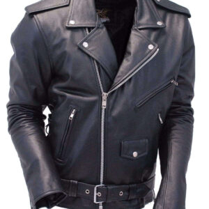 Men's Black Zipper Classical Real Leather Motorcycle Biker Jacket - leathersguru