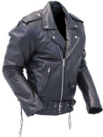 Men's Black Zipper Classical Real Leather Motorcycle Biker Jacket - leathersguru