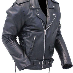 Men's Black Zipper Classical Real Leather Motorcycle Biker Jacket - leathersguru