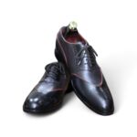 New Black Brogue Toe Lace Up Leather Shoes, Handmade Shoes, Men's Oxford Shoes