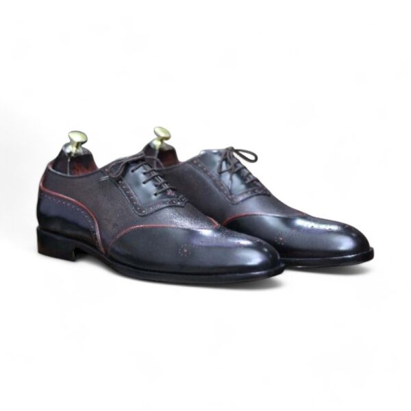 New Black Brogue Toe Lace Up Leather Shoes, Handmade Shoes, Men's Oxford Shoes