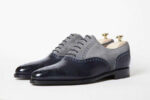 Handmade Gray Black Leather Suede Derby Brogue Shoe - leathersguru