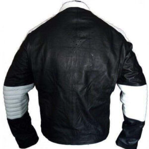 New Customized Men's Handmade Black Leather White Super Man Style Biker Leather Jacket - leathersguru