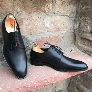 Handmade Men's Leather Derby Black Lace Up Shoe - leathersguru