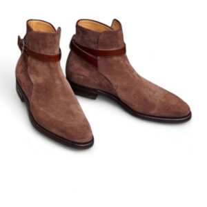 New Handmade Men’s Brown Color Suede Jodhpurs Boots, Men Suede Ankle Boots