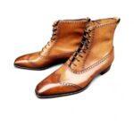 New Handmade Men’s fashion Tan Color Ankle High Leather Boots