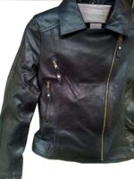 New Handmade Women Black Simple Brando Style Leather Jacket - leathersguru